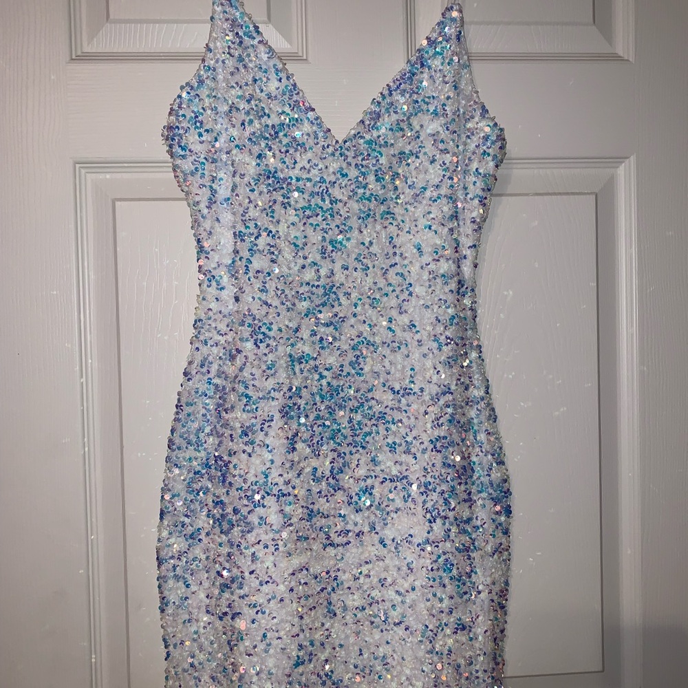 White Sequin Bodycon Dress